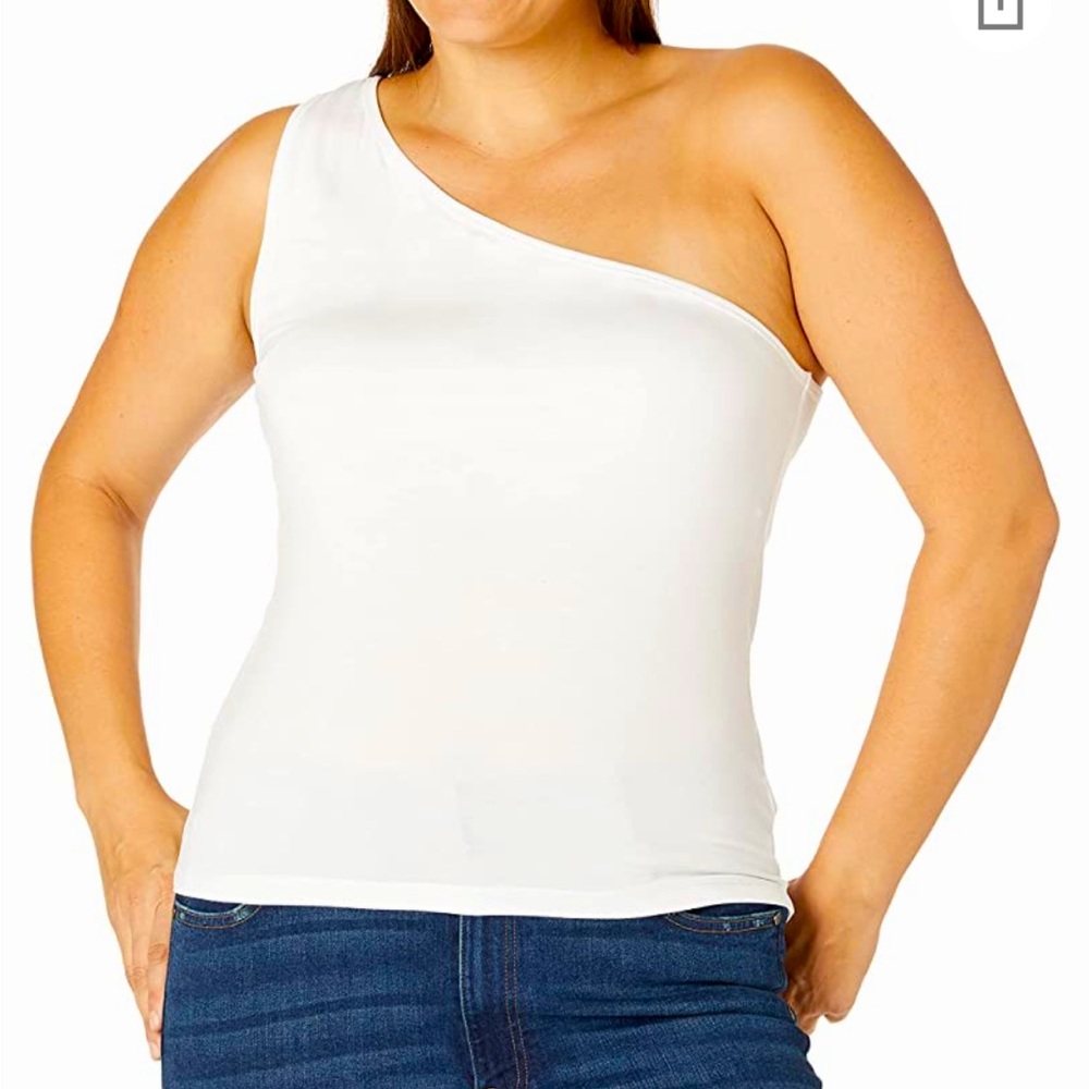 The Drop One shoulder white tank top NWT